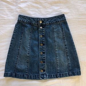 Denim high-rise buttoned mini skirt